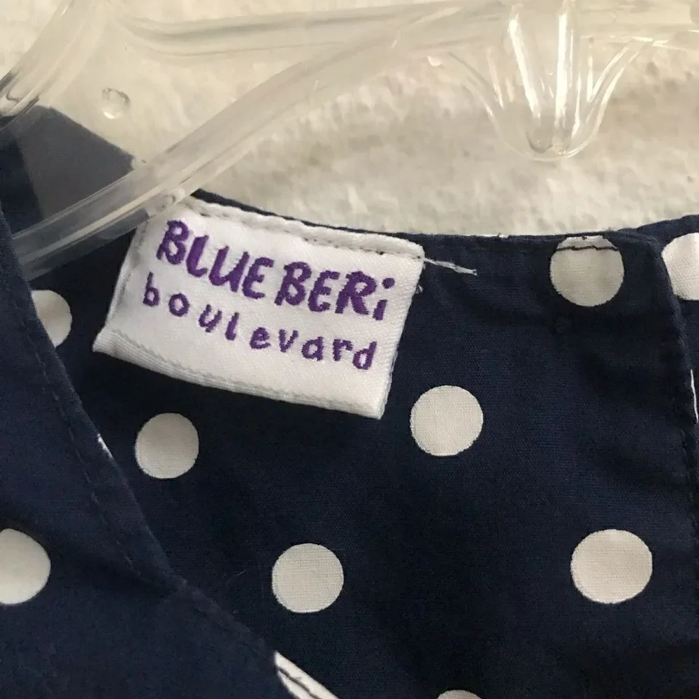 Blueberi Boulevard navy polkadot & sunflower sundress 4T‎